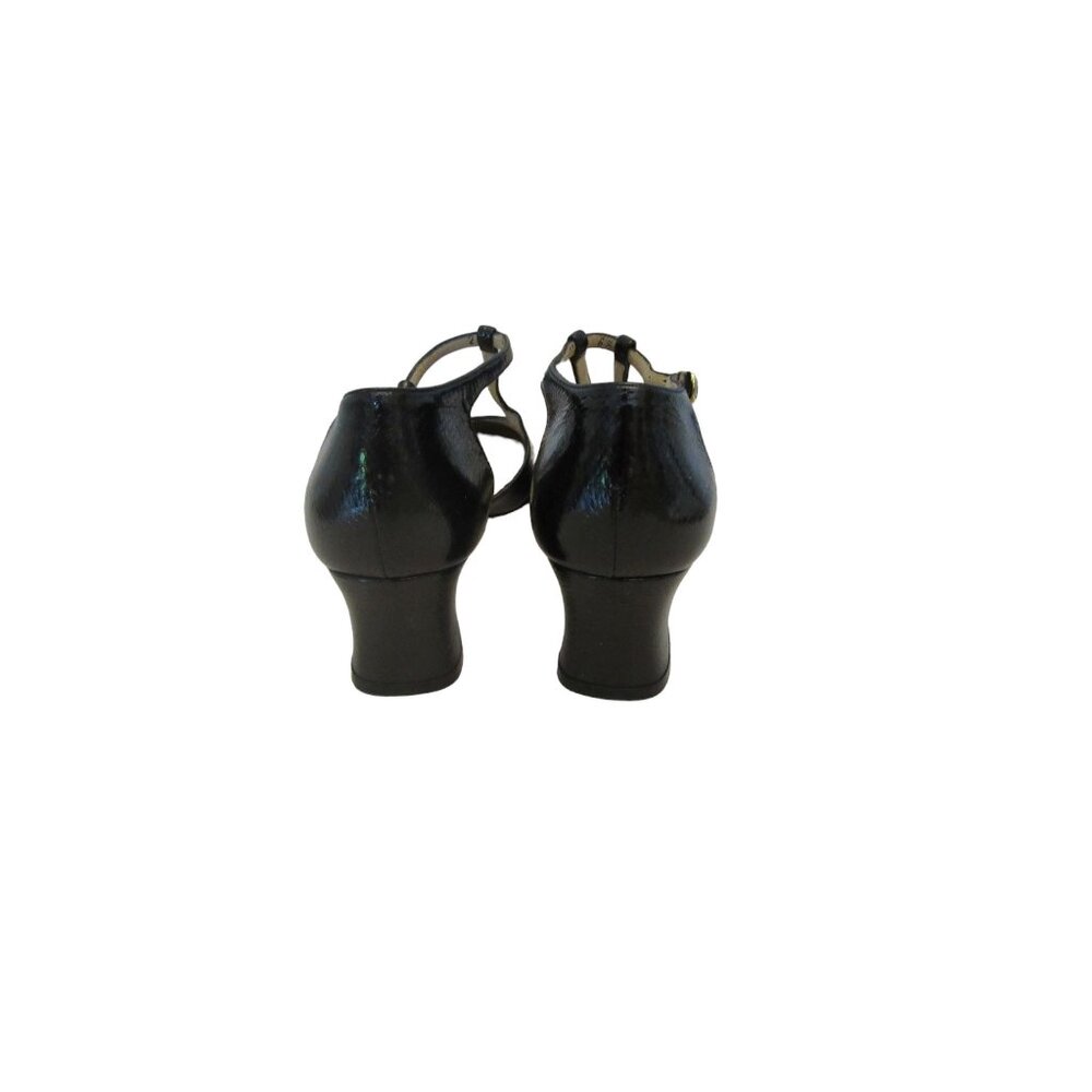 Joel Parker Handcrafted Italian Black Patent Leather Strappy Heels, Sz 6 1/2B - Picture 5 of 6